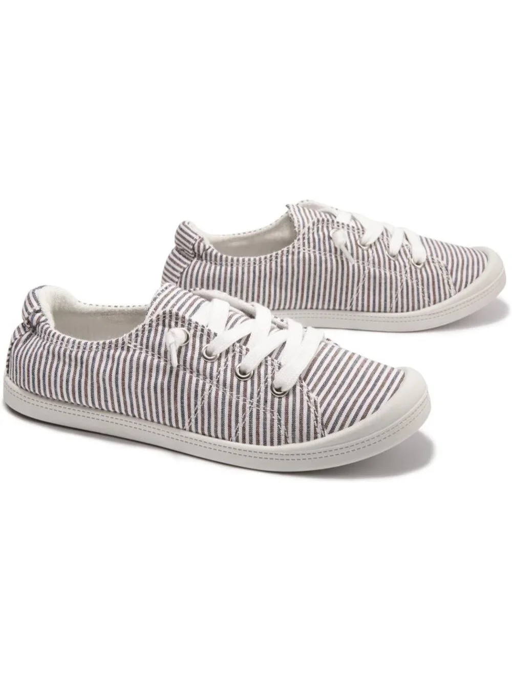 Women's Blue Stripe Tennis Shoes Classic Canvas Low Top Athletic Running Sneaker